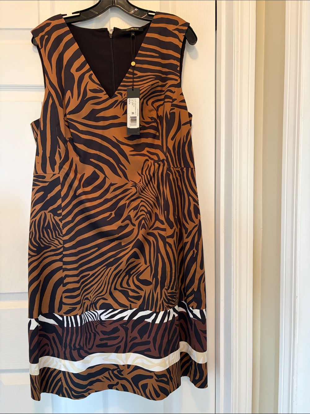 Kobi Halperin Brown and Black Animal-Print V-Neck Dress